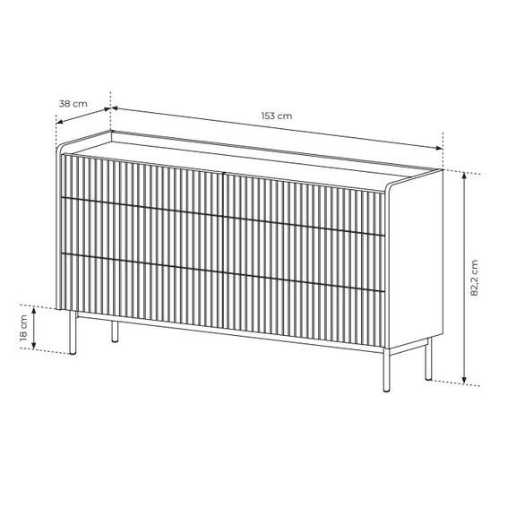 Συρταριέρα Level Μπεζ με 6 Συρτάρια 153x82x38cm