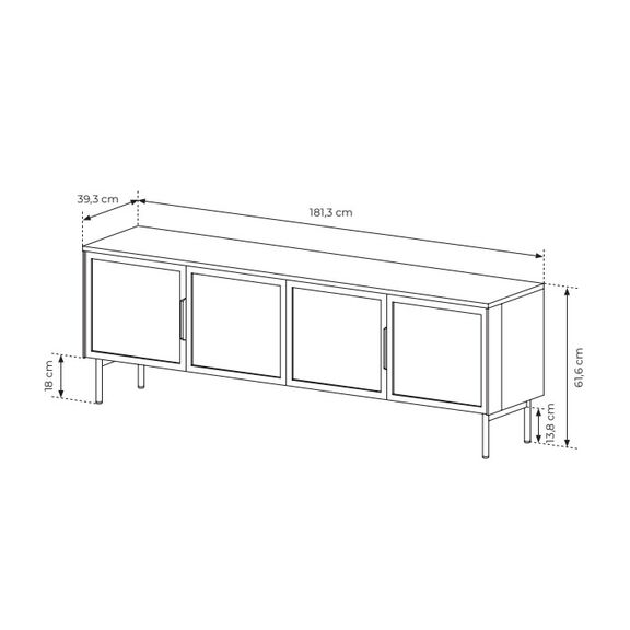 Έπιπλο Τηλεόρασης Lumi Λευκό Kazmir 181x82x39cm