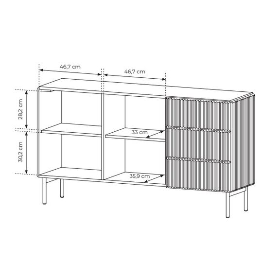 Μπουφές Muti με Συρτάρια Λευκό Kazmir 147x81x40cm