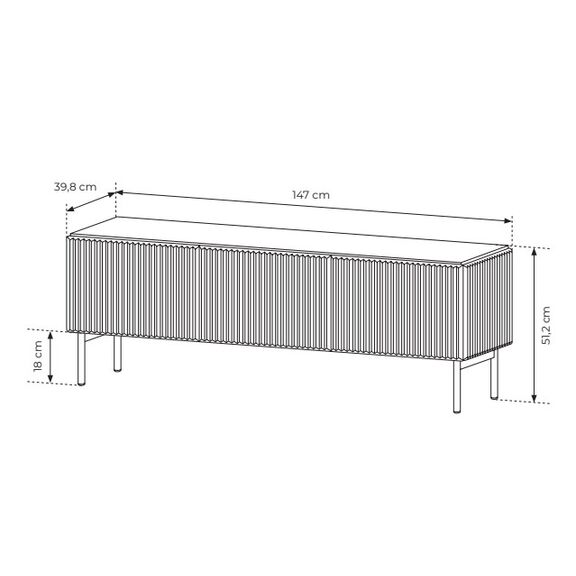 Έπιπλο Τηλεόρασης Muti Λευκό Kazmir 147x51x39cm