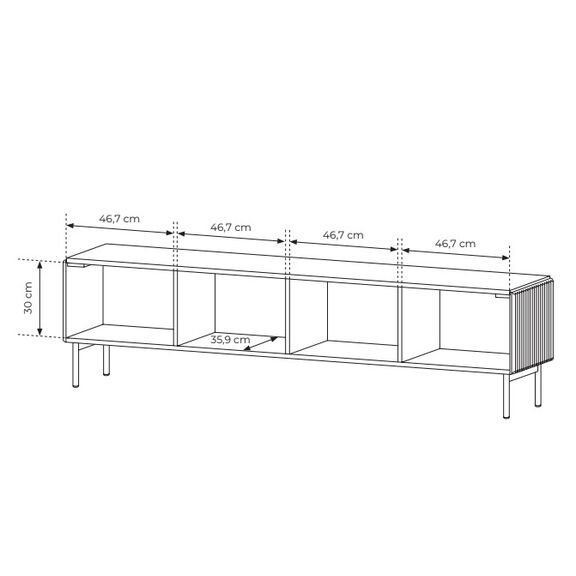 Έπιπλο Τηλεόρασης Muti Ανθρακί 195x51x39cm