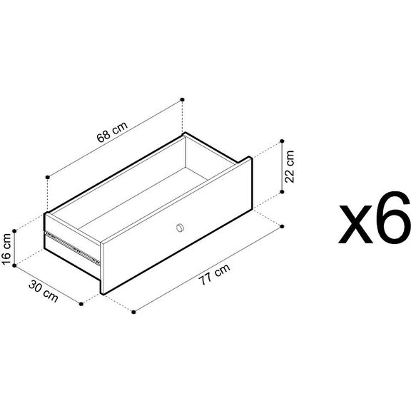 Συρταριέρα Mono Χρώμα Μπλε + Χρυσό με 6 Συρτάρια 154x91x39cm