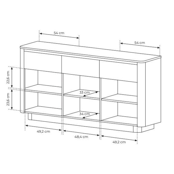 Μπουφές με Συρτάρια Torro Φυσικό Cremona + Ανθρακί  163x82x38cm