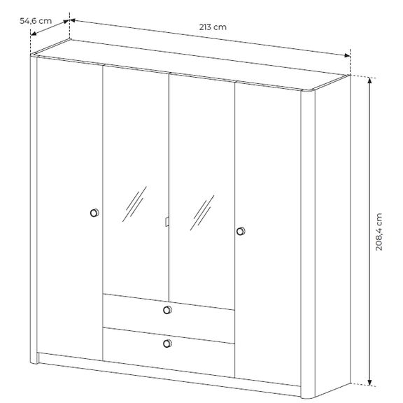 Ντουλάπα Viki Φυσικό dab Barista 213x208x54cm