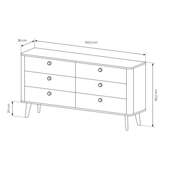 Συρταριέρα Viki Φυσικό dab Barista 163x83x38cm