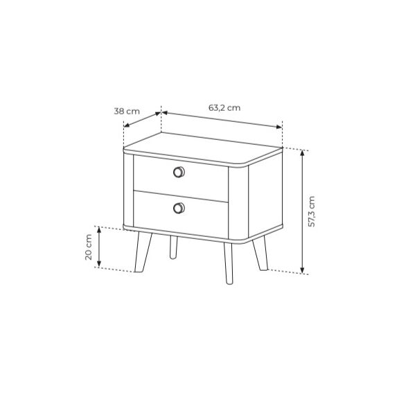 Κομοδίνο Viki Φυσικό dab Barista 63x57x38cm