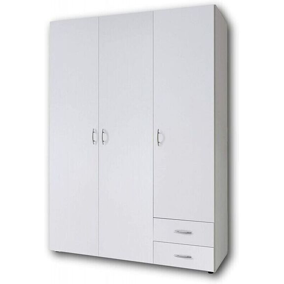 Ντουλάπα Τρίφυλλη A_base Λευκή με Συρτάρια 120x177x52cm