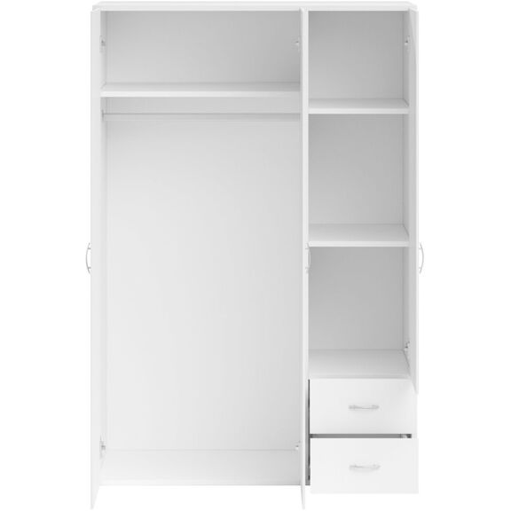 Ντουλάπα Τρίφυλλη A_base Λευκή με Συρτάρια 120x177x52cm