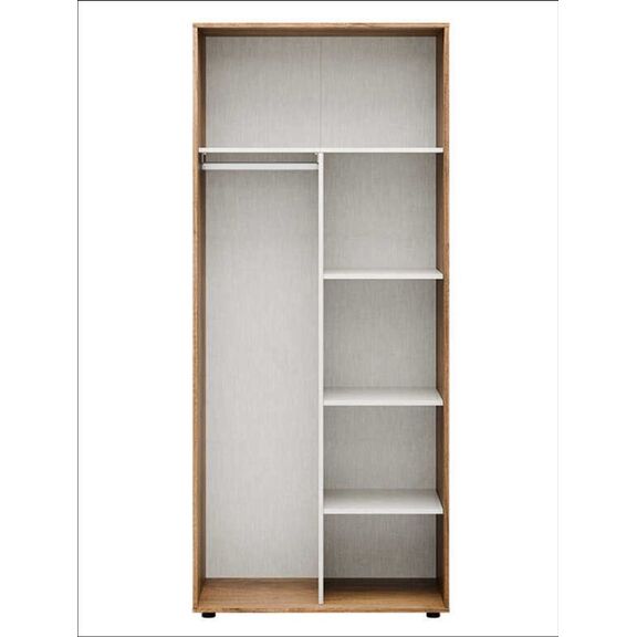 Ντουλάπα Δίφυλλη Oryana  Καρυδιά 90x210x62cm με 6 Ράφια