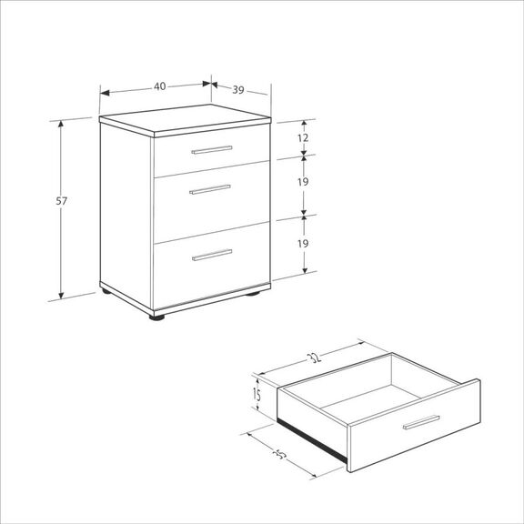 Κομοδίνο Trendline Καρυδιά 40x57x39cm Ad_kmd-530-oo-1