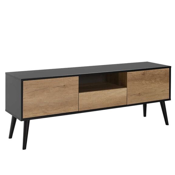 Έπιπλο Τηλεόρασης Retro Plus Ανθρακί+ Καρυδιά 160x58x41cm