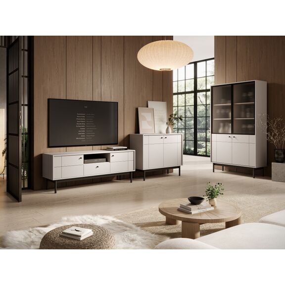 Έπιπλο Τηλεόρασης Japandi Λευκό Kazmir 153x56x39cm