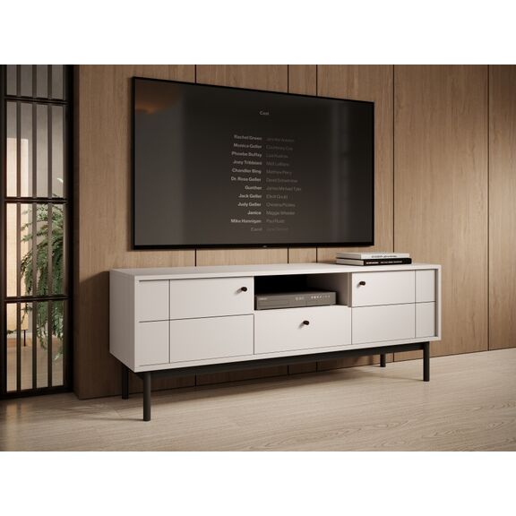 Έπιπλο Τηλεόρασης Japandi Λευκό Kazmir 153x56x39cm
