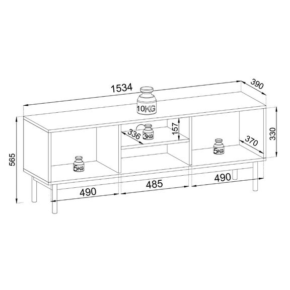 Έπιπλο Τηλεόρασης Japandi Φυσικό dab Linea 153x56x39cm