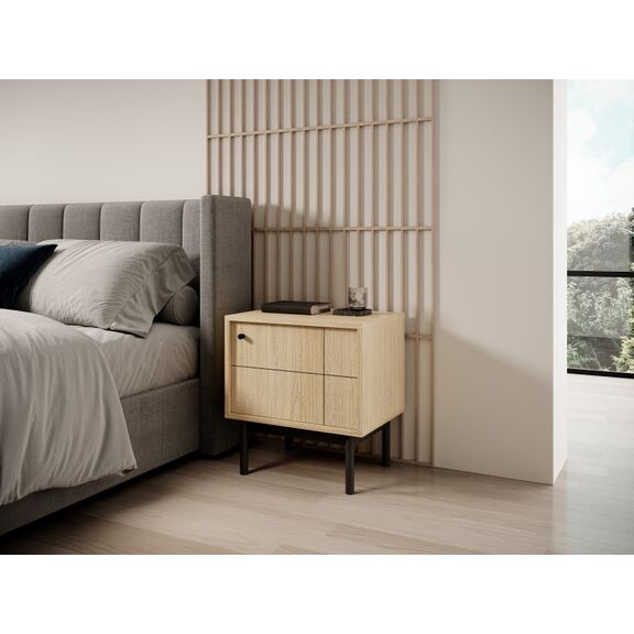 Κομοδίνο Japandi Φυσικό dab Linea 53x56x39cm