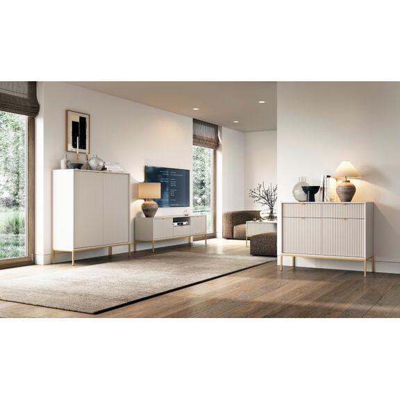 Έπιπλο Τηλεόρασης Nova Λευκό Kazmir + Χρυσό 154x56x39cm