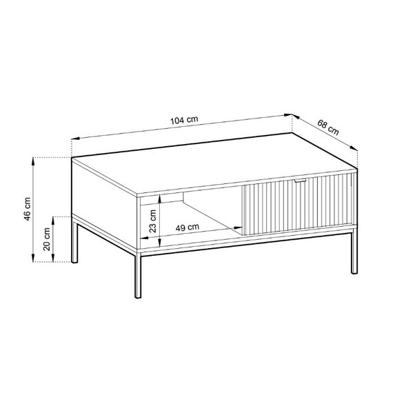 Τραπεζάκι Σαλονιού Nova Λευκό Kazmir + Ανθρακί 104x46x68cm