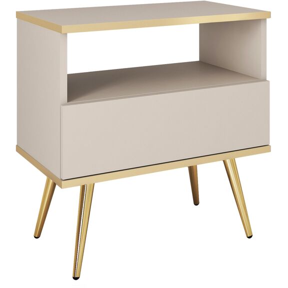 Κομοδίνο oro Μπέζ με Χρυσό 59x54x39cm