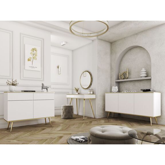 Κονσόλα  oro Λευκό με Χρυσό 102x80x50cm