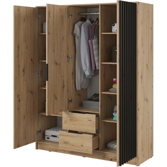 Ντουλάπα Τρίφυλλη Nelly Φυσικό Artisan με Καθρέπτη 155x200x51cm