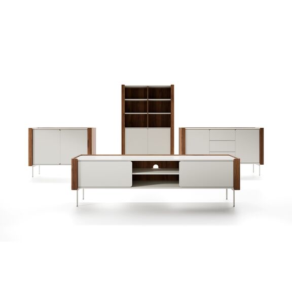 Έπιπλο Τηλεόρασης Wrap Λευκό Kazmir + Καρυδιά 180x52x39cm
