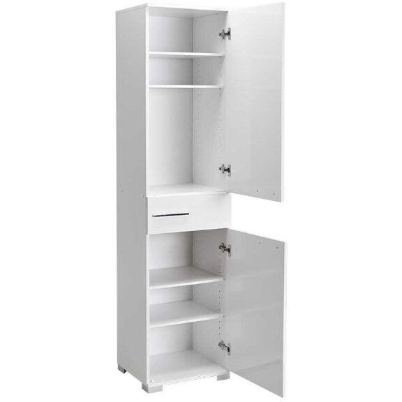 Ντουλάπα Μονόφυλλη Diamond Λευκό+λευκό High Gloss 45x187x38cm