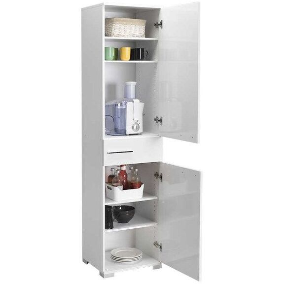 Ντουλάπα Μονόφυλλη Diamond Λευκό+λευκό High Gloss 45x187x38cm