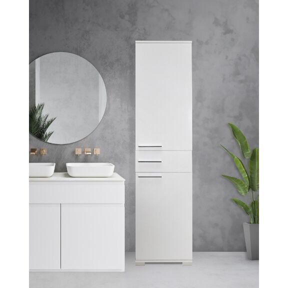 Ντουλάπα Μονόφυλλη Diamond Λευκό+λευκό High Gloss 45x187x38cm