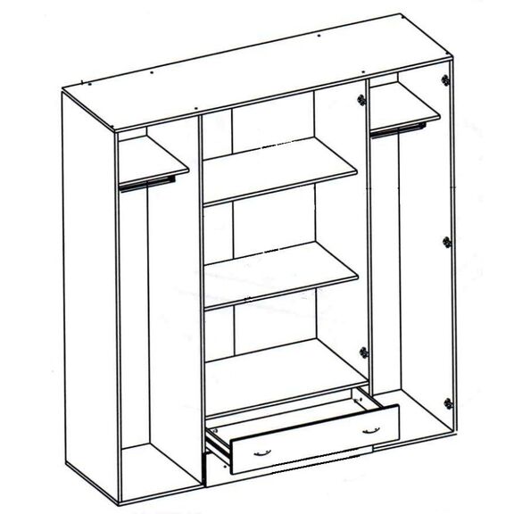 Ντουλάπα  Α_base Λευκή με Συρτάρια 160x177x52cm