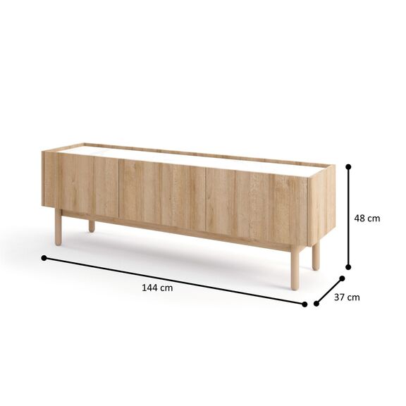 Έπιπλο Τηλεόρασης Boho Φυσικό+λευκό Μάρμαρο 144x48x37cm