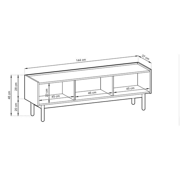 Έπιπλο Τηλεόρασης Boho Φυσικό+λευκό Μάρμαρο 144x48x37cm