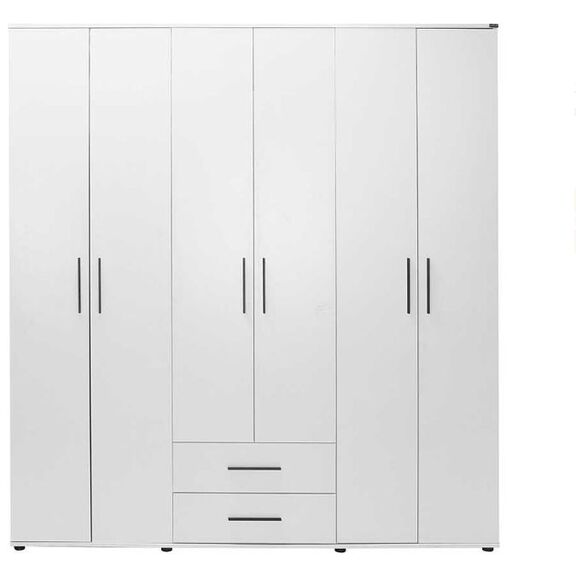Εξάφυλλη Ντουλάπα White Λευκό 206x213x52cm