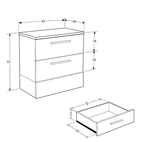 Κομοδίνο Base Λευκό 45x52x40cm