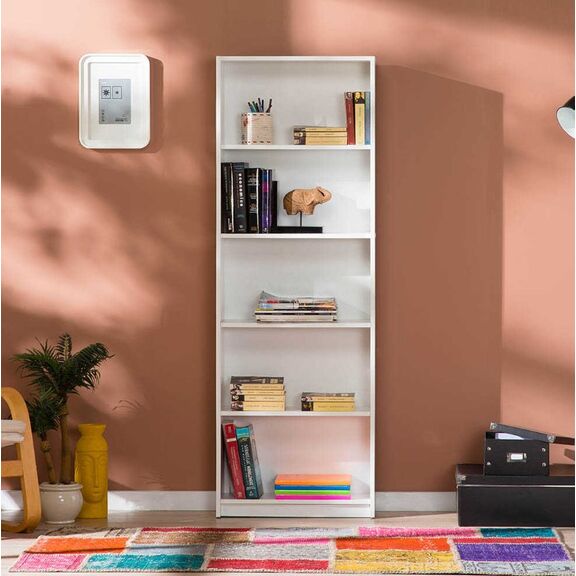 Βιβλιοθήκη Trendline Λευκή 58x170x23cm