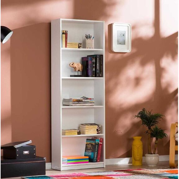 Βιβλιοθήκη Trendline Λευκή 58x170x23cm