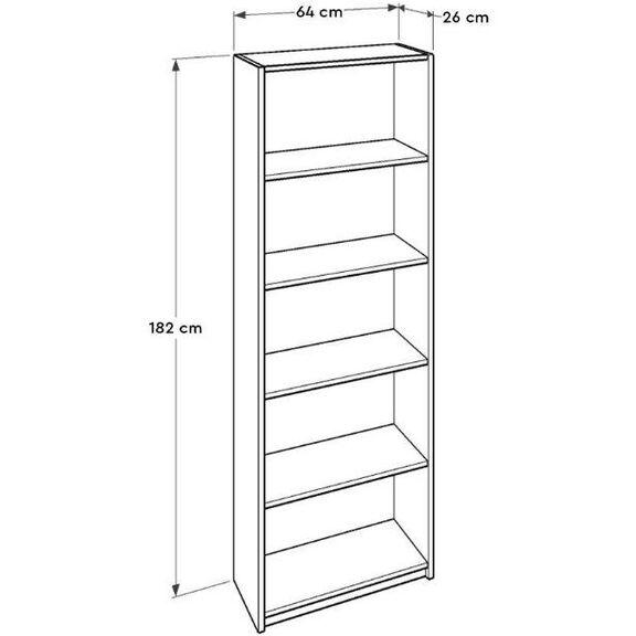 Βιβλιοθήκη Trendline Λευκό ματ με Φυσικό  64x182x26cm