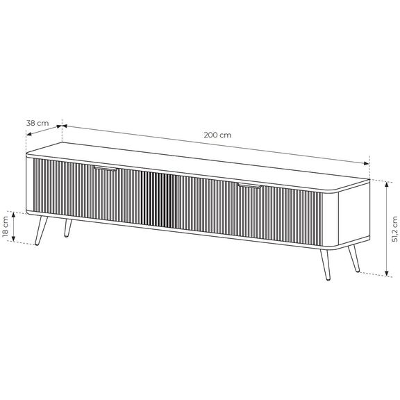 Έπιπλο Τηλεόρασης Lante Ανθρακί 200x51x38cm