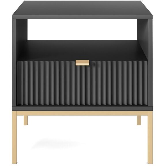 Κομοδίνο Nova Ανθρακί + Χρυσό 54x56x39cm