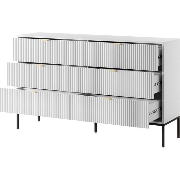 Συρταριέρα Nova Χρώμα Λευκό με 6 Συρτάρια 154x91x39cm