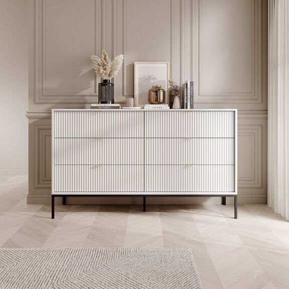 Συρταριέρα Nova Χρώμα Λευκό με 6 Συρτάρια 154x91x39cm