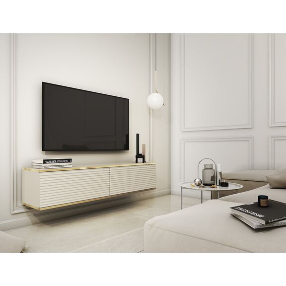 Κρεμαστό Έπιπλο Τηλεόρασης Oro_mdf Μπεζ 135x30x32cm