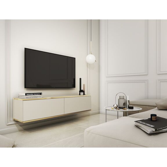 Κρεμαστό Έπιπλο Τηλεόρασης oro Μπεζ 135x30x32cm