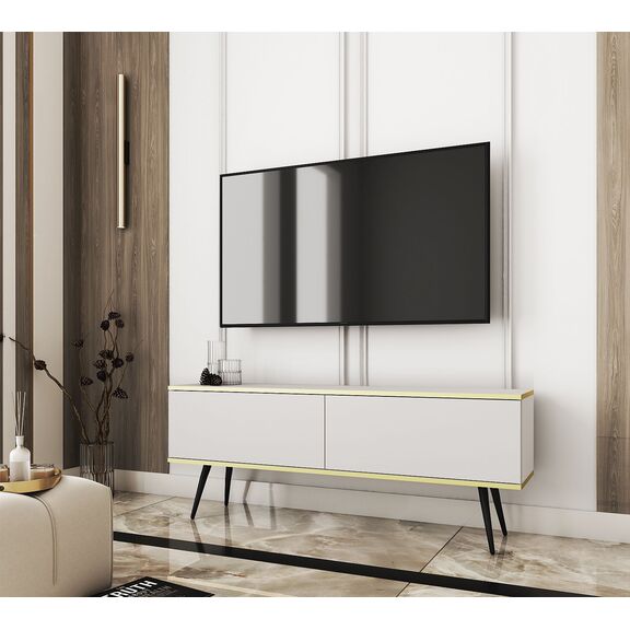 Έπιπλο Τηλεόρασης oro  Λευκό+ Μαύρο 135x53x32cm