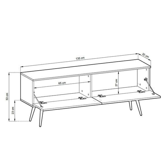Έπιπλο Τηλεόρασης Oro_mdf Λευκό + Χρυσό 135x53x32cm