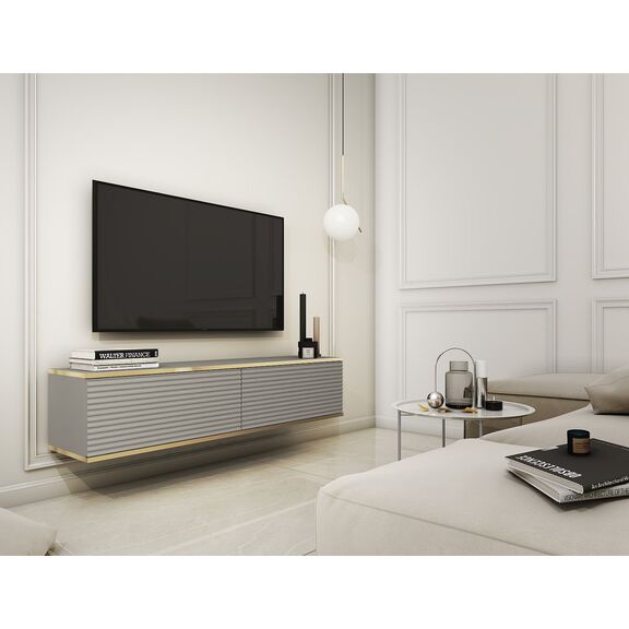 Κρεμαστό Έπιπλο Τηλεόρασης Oro_mdf Γκρι 135x30x32cm