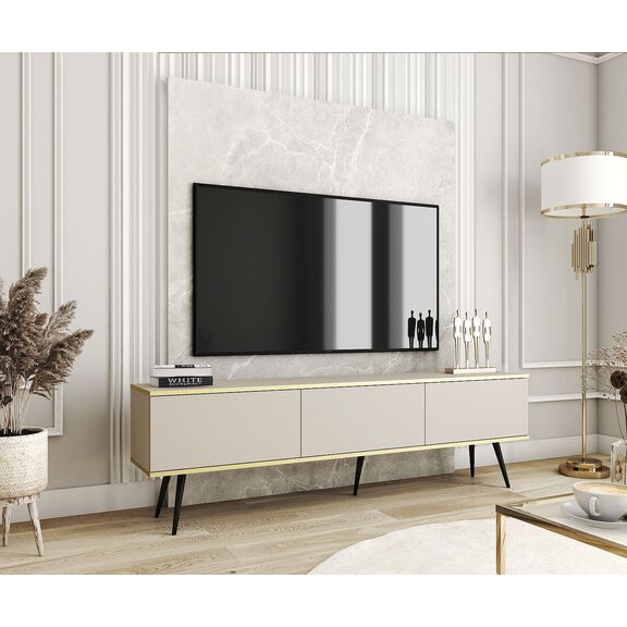 Έπιπλο Τηλεόρασης oro  Μπεζ + Μαύρο 175x53x32cm