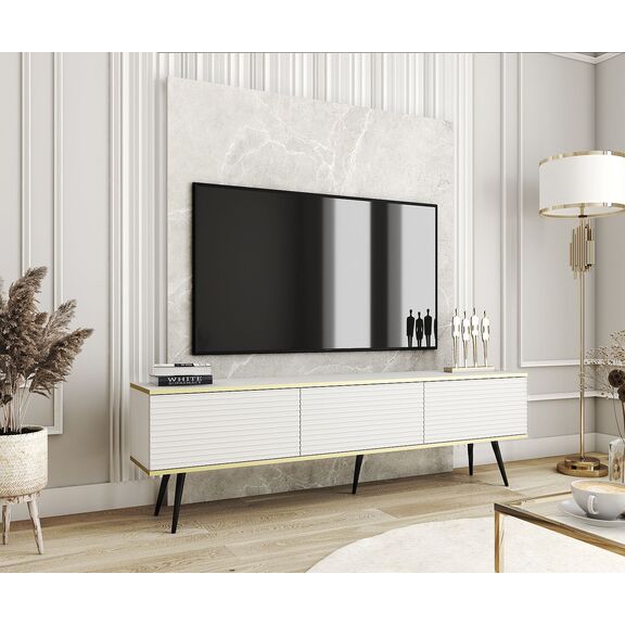 Έπιπλο Τηλεόρασης Oro_mdf Λευκό 175x53x32cm
