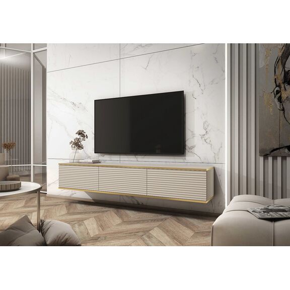 Κρεμαστό Έπιπλο Τηλεόρασης Oro_mdf Μπεζ 175x30x32cm