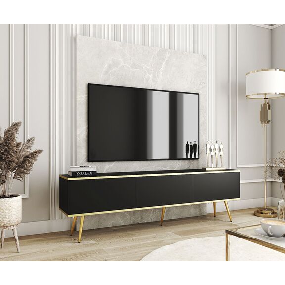 Έπιπλο Τηλεόρασης oro  Ανθρακί + Χρυσό 175x53x32cm