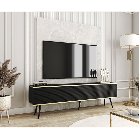 Έπιπλο Τηλεόρασης Oro_mdf Ανθρακί 175x53x32cm